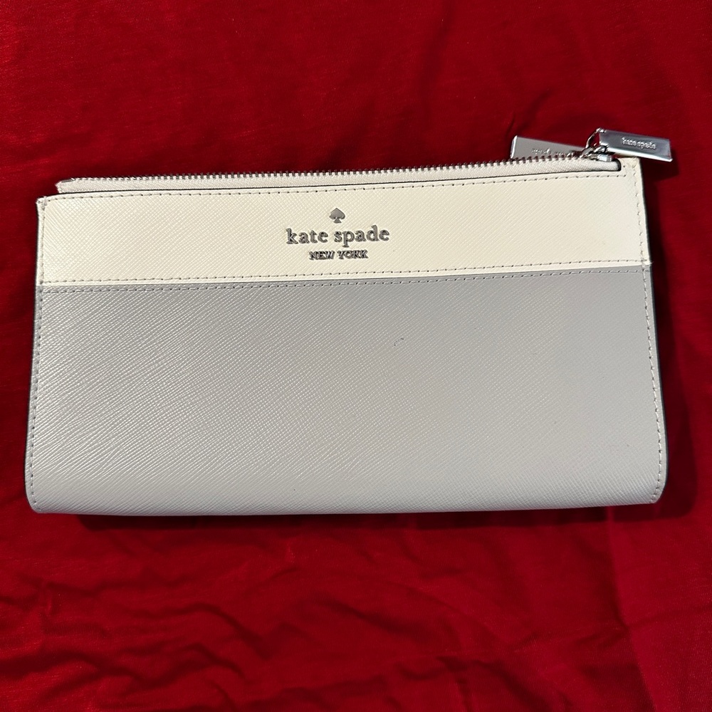 Kate Spade Two-Tone Clutch in Cream and Gray